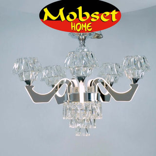 Kroonluchter Linda Zilver 5 lampen uniek - Mobset Home